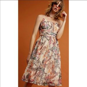 Anthropologie watercolor floral dress XS